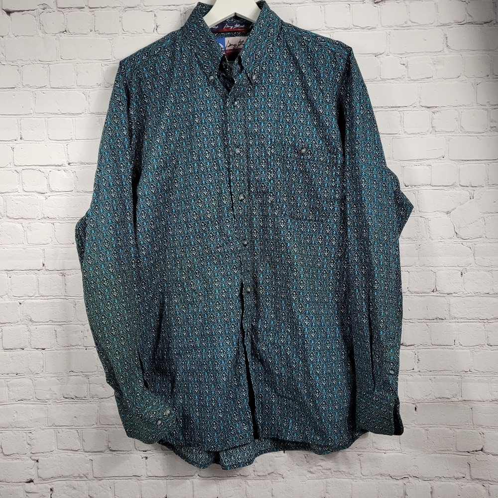 George Strait Wrangler Cowboy Cut Collection Long Sleeve Button Down Shirt